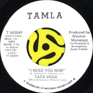 画像2: TATA VEGA / I NEED YOU NOW (45's) (WHITE PROMO) (2)