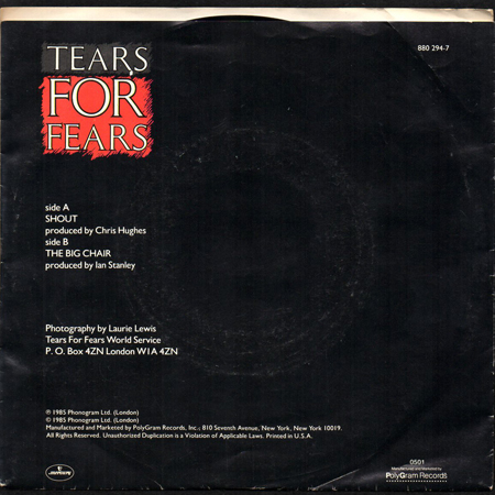 TEARS FOR FEARS / SHOUT (45's) (PICTURE SLEEVE) - Breakwell Records
