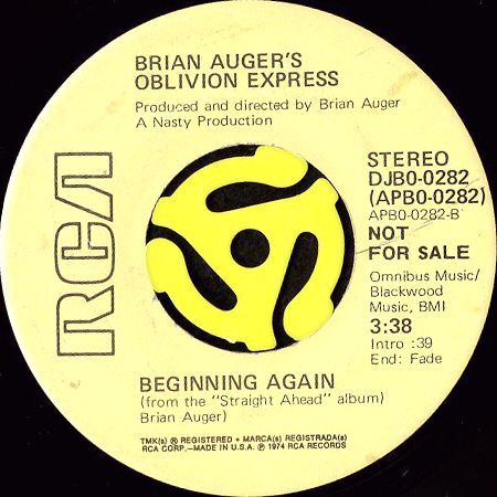 BRIAN AUGER'S OBLIVION EXPRESS / STRAIGHT AHEAD b/w BEGINNING AGAIN (45's)                                        [APB0-0282]