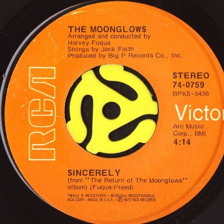 THE MOONGLOWS / SINCERELY (45's)｜BREAKWELL RECORDS - 中古レコード通販 Soul, Funk,  Disco, Breaks & Beats